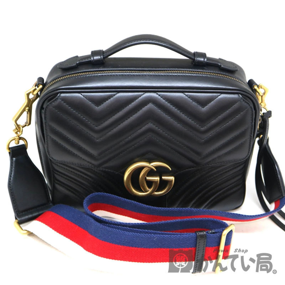 Gucci Shoulder Marmont Black Leather Bag GG - Picture 2 of 6